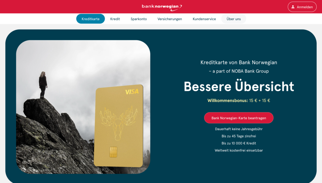 Bank Norwegian Visa-Karte